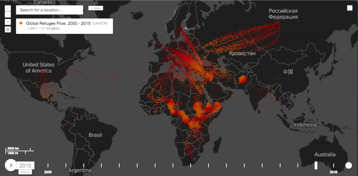 These mesmerizing maps depict global refugee flow in the past 15 years