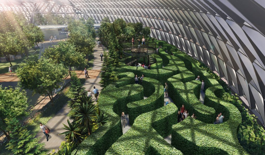 Singapore's airport extension has the world's largest indoor waterfall